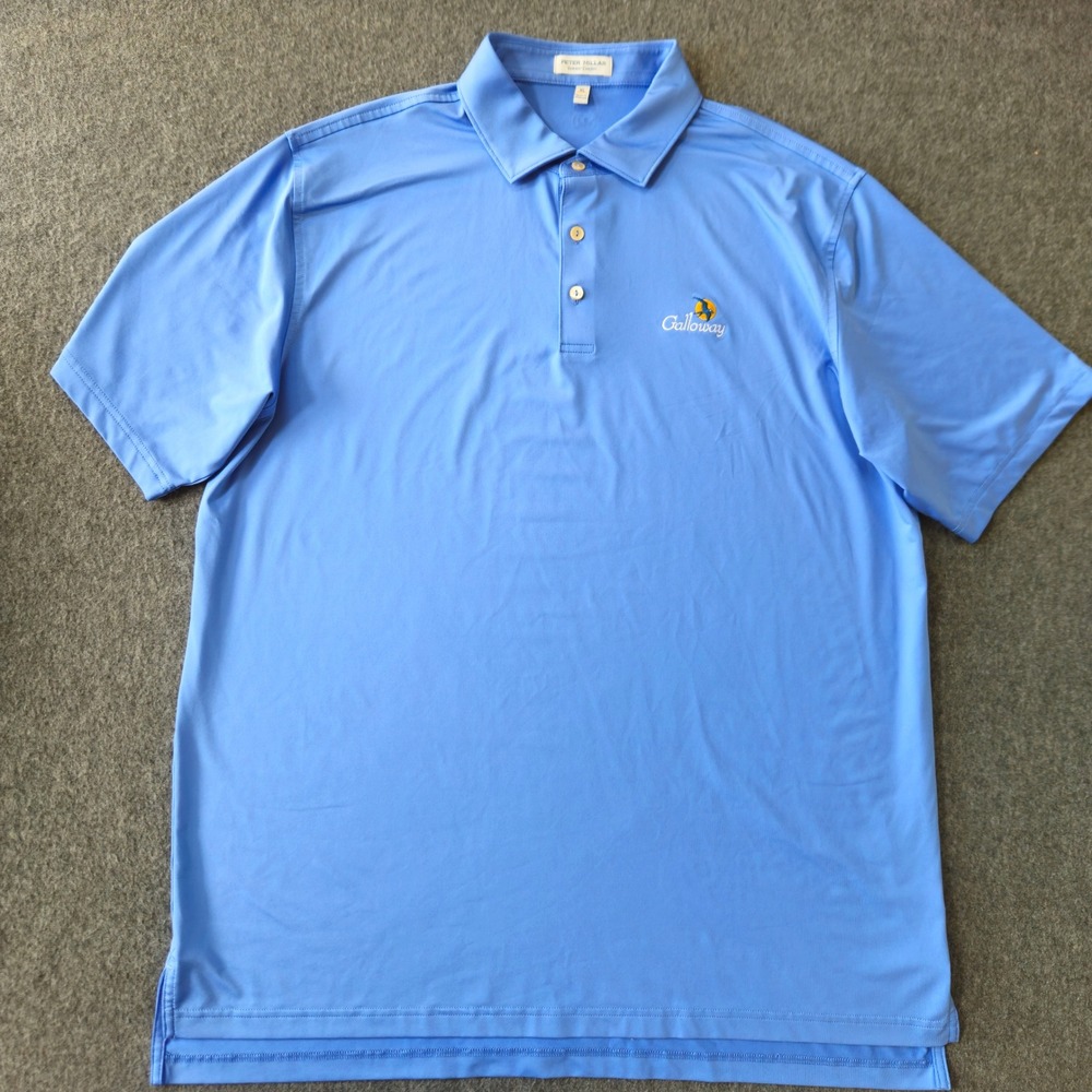 Peter Millar Sumer Comfort Polo XL Blue Galloway National Golf Performance EUC